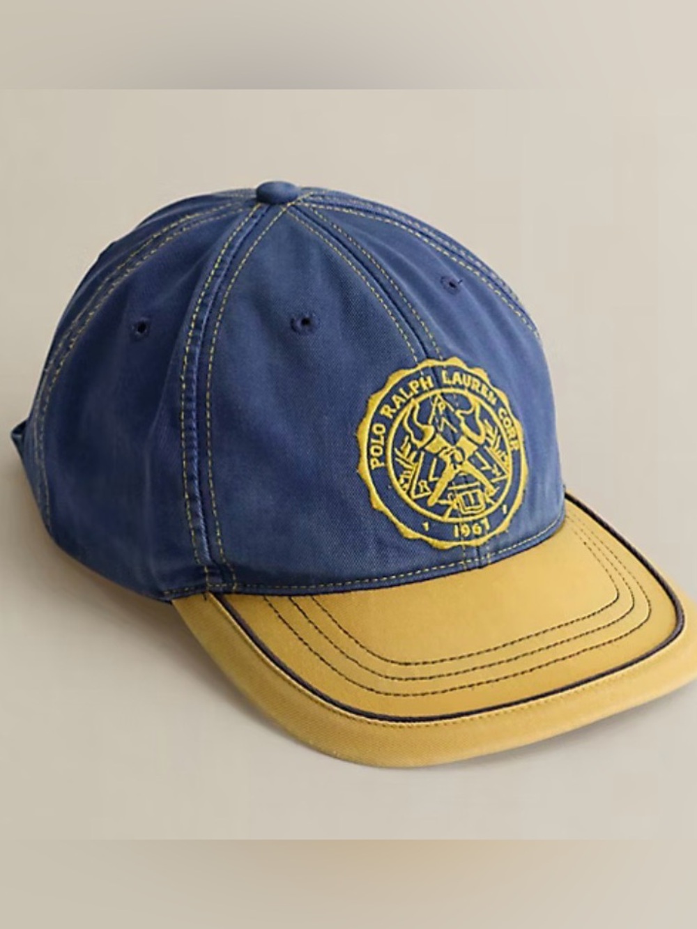 2003 Twill Ball Cap - One Size :
Ralph Lauren Vintage / Yellow flap, Blue color